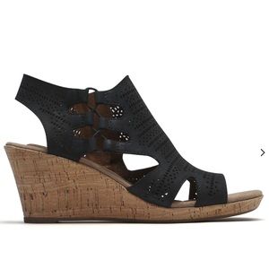 Rockport Cobb HIll Janna cork wedge bootie black
